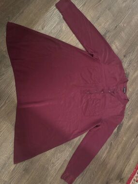 Eileen Fischer Button-Front Tunic Top in Burgundy